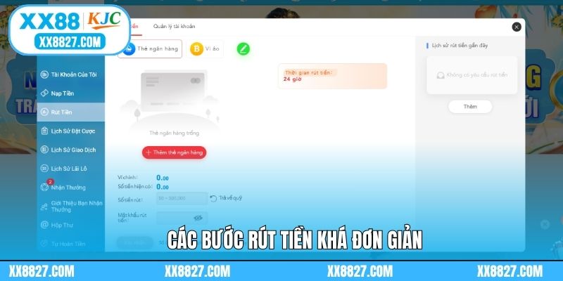 Các bước rút tiền khá đơn giản