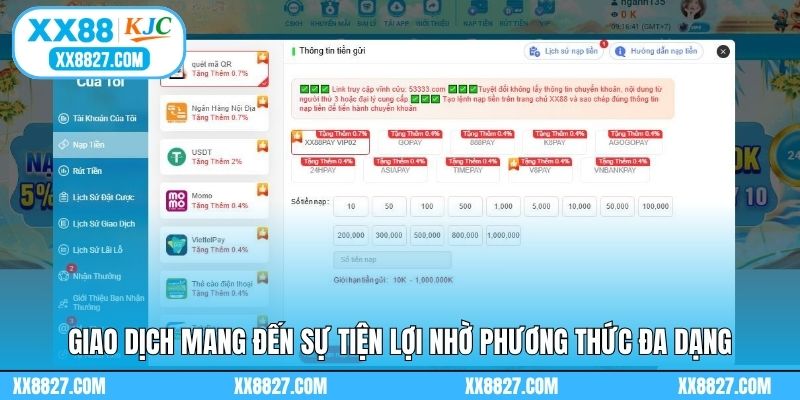 Giao dịch mang đến sự tiện lợi nhờ phương thức đa dạng